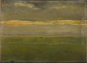 Evening landscape with cows by Piet Mondrian