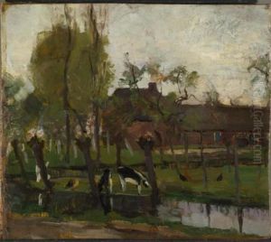 Boerderij met wilgen aan het Gein by Piet Mondrian