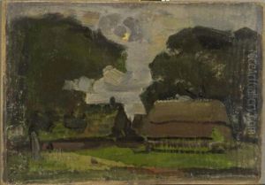 Boerderij tussen eikenbomen by Piet Mondrian