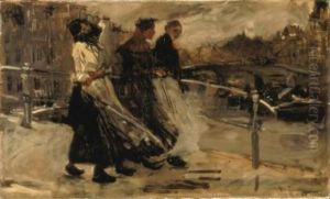 Brug met regen / Regen en wind by George Hendrik Breitner