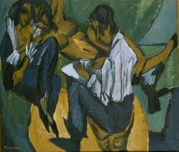 Artist Sketching with Two Women; Artists - view 1