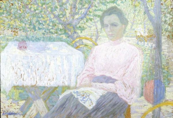 Woman reading newspaper - view 1