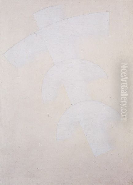 Construction in Dissolution (three arches on a diagonal element in white) - view 1
