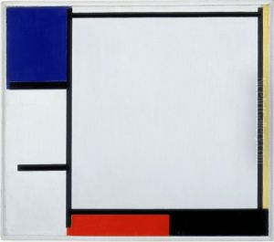 Composition with blue, yellow, red, black, and gray by Piet Mondrian