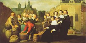Yearly food distribution to the poor of Utrecht by Maria van Pallaes by Hendrick Bloemaert