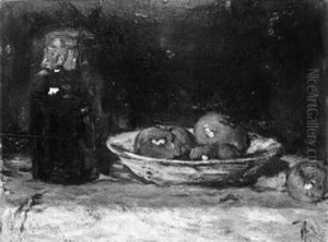 Plate with Apples and a Bottle Plate with Apples and a Bottle