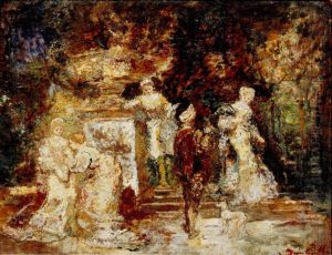 La terrasse by Adolphe Joseph Thomas Monticelli