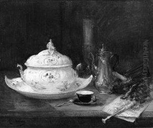 Stilleben mit Suppenterrine und Dudelsack