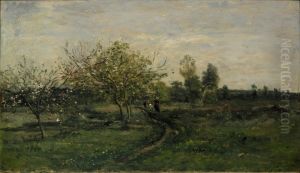 Pommiers en fleurs by Charles-Francois Daubigny