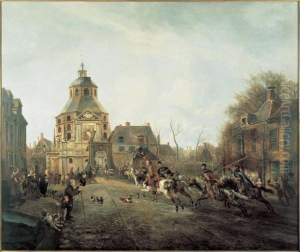 De aankomst van de kozakken in Utrecht in 1813. Het binnentrekken van de stad gebeurt door de Wittevrouwenpoort. - view 1