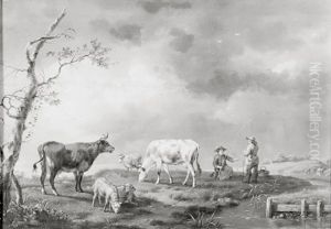 Landschap met koeien by Jan Kobell II