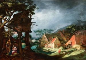 Farm landscape with the rest on the flight into Egypt