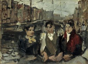 Fabrieksmeisjes op de Prinsengracht te Amsterdam by Isaac Lazarus Israels