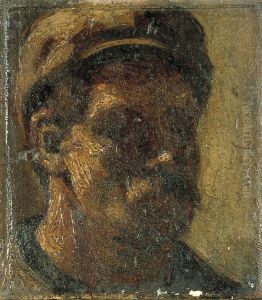 Man with moustache and cap (self-portrait?)