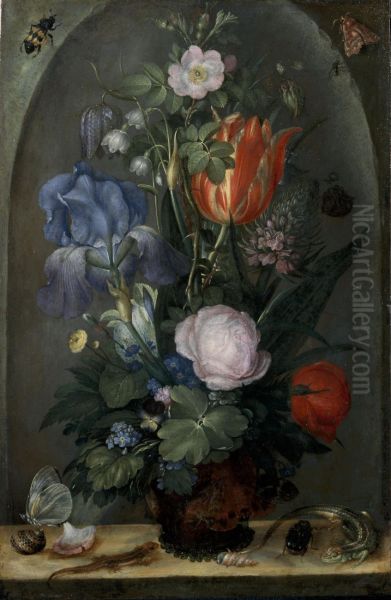 Bouquet of flowers with two Lizards - view 1