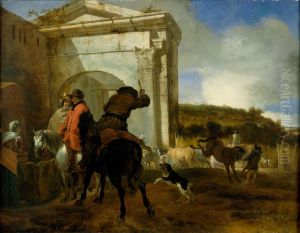 Italian Landscape with Horsemen by a Spring