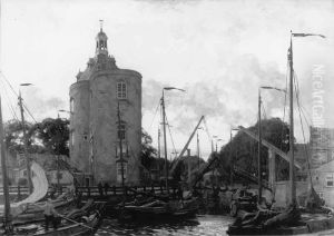 Havengezicht te Enkhuizen met Dromedaris