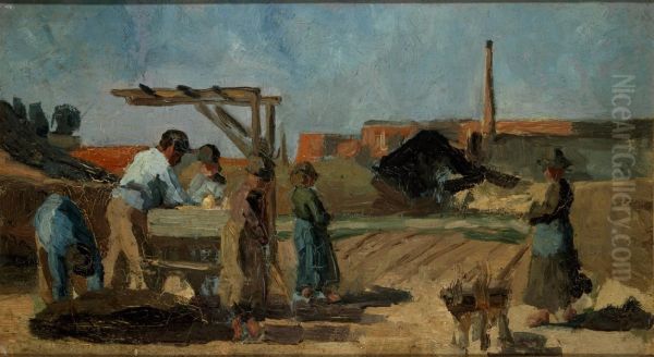 Fabrieksterrein met arbeiders - view 1