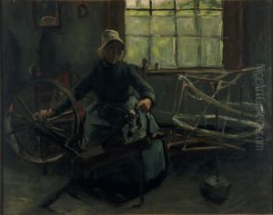Spoelwindende vrouw, Nuenen by Anthon van Rappard