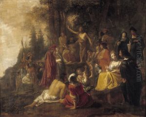 De prediking van Johannes de Doper by Nikolaus Knupfer