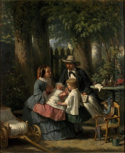 David van der Kellen (1827-1895), Anna Wilhelmina van der Kellen (1829-1885) and their children Anna Catharina (1852-?) and Henriette Frederika (1854-?) - view 1