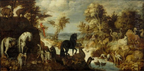 Orpheus playing the lyre in front of the animals - view 1