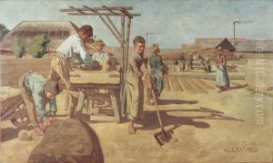 Arbeiter in der Ziegelei Ruimzicht by Anthon van Rappard