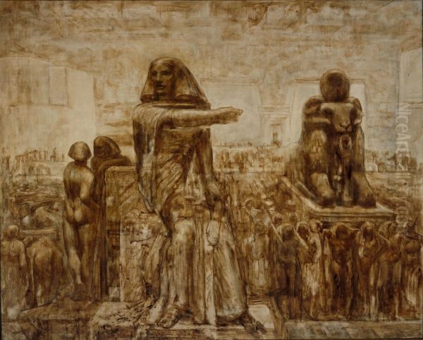 De bouw van een Egyptische tempel - view 1