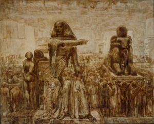 De bouw van een Egyptische tempel by Willem Van Konijnenburg