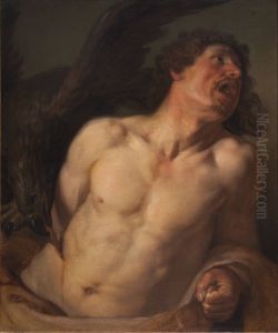 The punishment of Prometheus by the eagle of Zeus by Paulus Moreelse