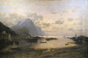 Dampskipsanlop i Lofoten by Adelsteen Normann