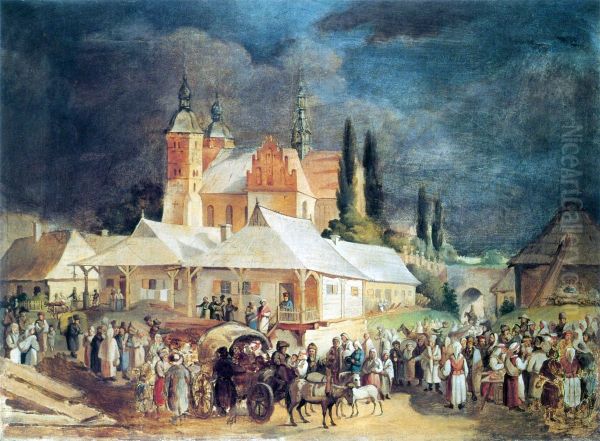 Market in Opatow. - view 1