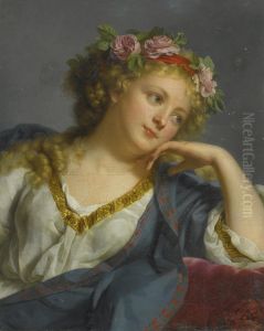 Tete de Femme couronnee de roses by Marie-Genevieve Bouliard