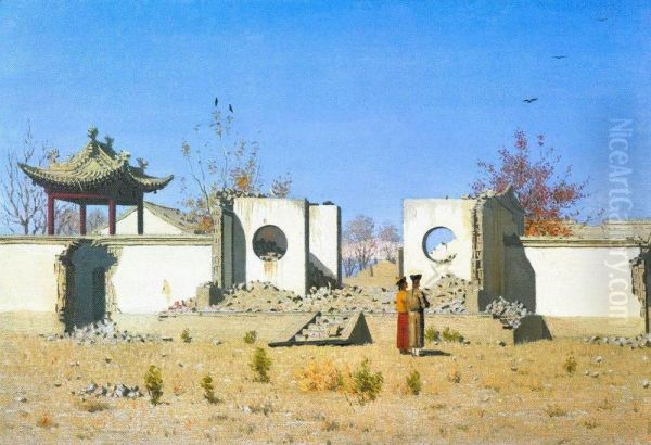 Ruins of Chinese sanctuary. Ak-Kent - view 1