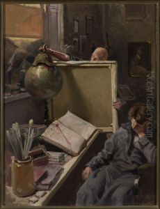 Scene in the painter's studio by Jozef Rapacki