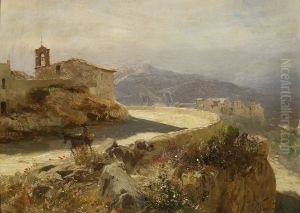 Italian landscape with a donkey