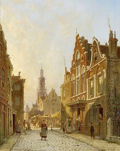 Street in Winschoten by Pieter Cornelis Dommersen