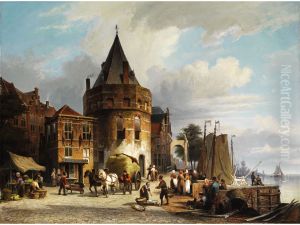 The Schreierstoren in Amsterdam by Cornelis Christiaan Dommersen