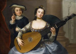 Woman playing a Lute by Anna Dorothea Therbusch