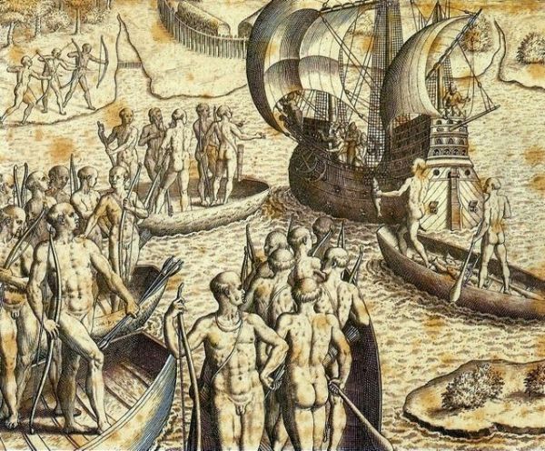 Ataque de Portugueses e Tupiniquins as Cabanas Tupinambas - view 1