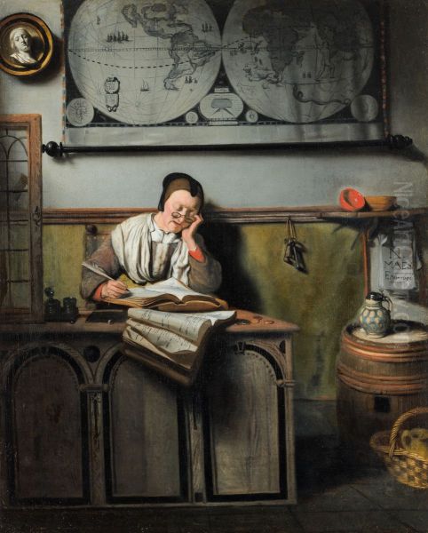 Slapende vrouw met boekhouding - view 1