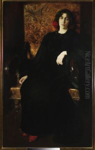 Portrait of Julia Stabrowska nee Janiszewska, artist's wife by Kazimierz Stabrowski