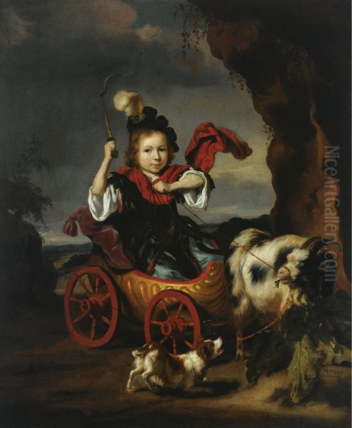 Portrait of an unknown boy in a carriage drawn by billy-goat - view 1