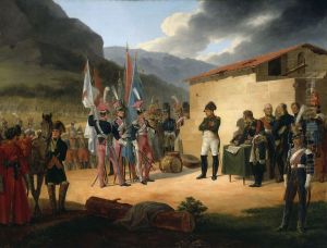 Battle of Tudela (Napoleon receiving the captured banners from Wincenty Krasinski). by January Suchodolski