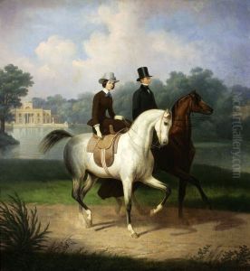 Equestrian portrait of Mr. and Mrs. Schossland