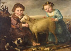 Two children with a lamb by Jacob Gerritsz. Cuyp