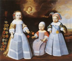Portrait of three children from the Tjarda van Starkenborgh family by Jan de Stomme