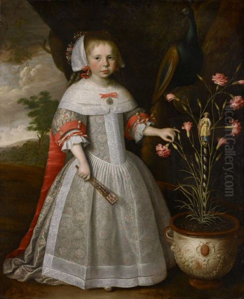 A Four-year-old Girl with a Pot of Carnations - view 1