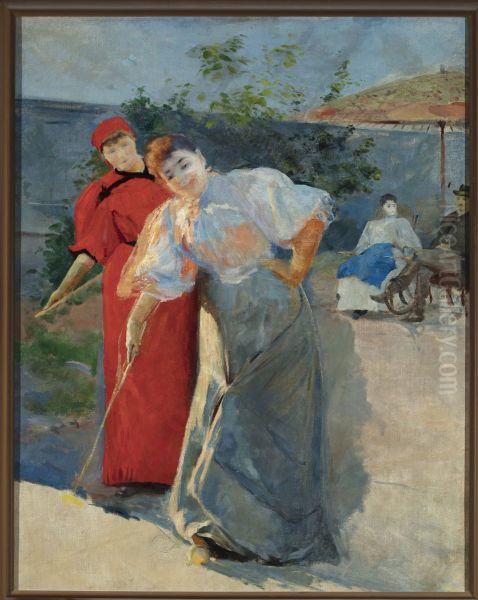 Playing croquet - view 1