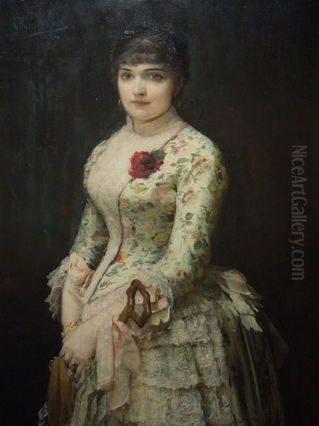 Portret kobiety z roza - view 1